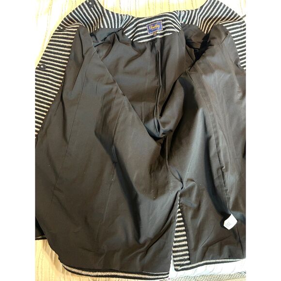 Buckley Tailors Long Jacket Wool Blend 100% Leather Women's XS Grey Black GORG! - Picture 5 of 7